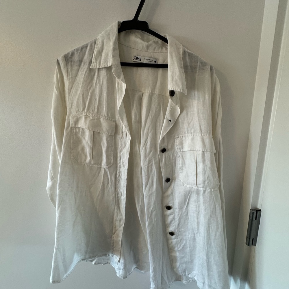 Zara White Button Down Shirt - Sz M